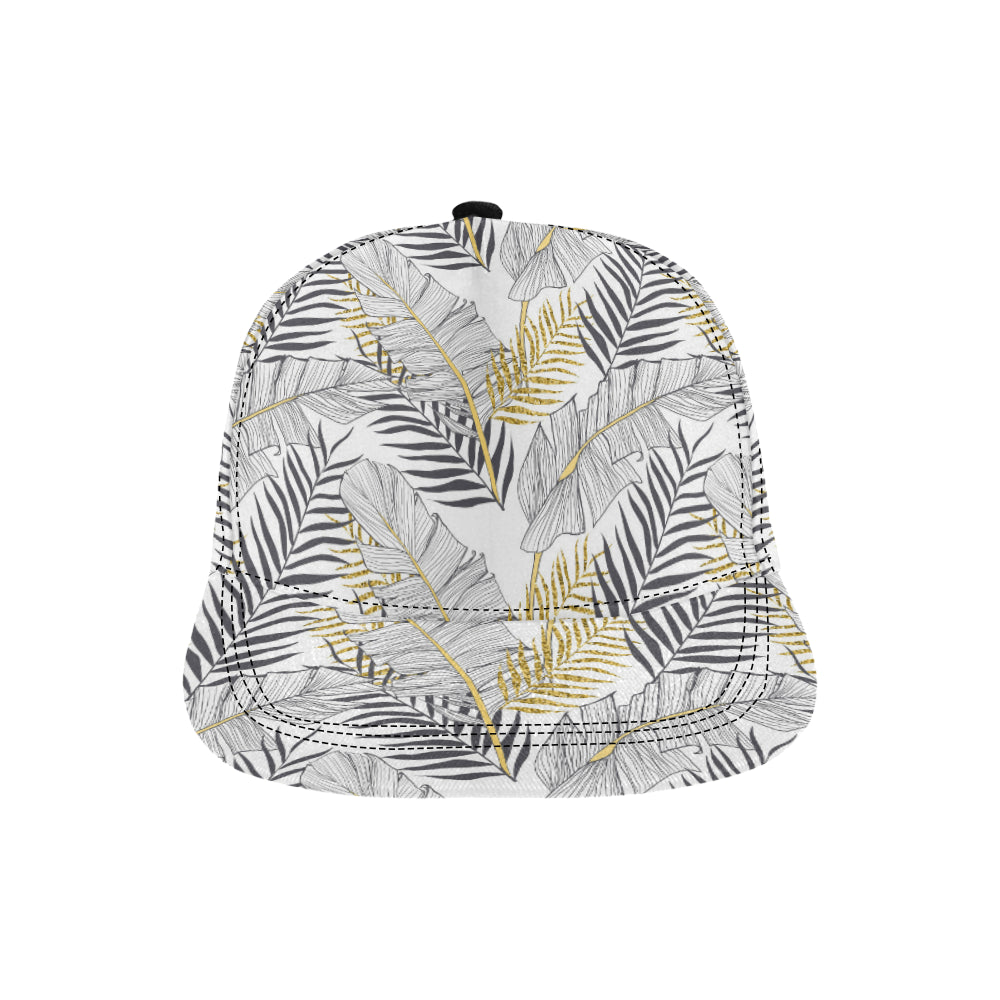 Gold Glitter Tropical Palm Leaves Snapback Cap