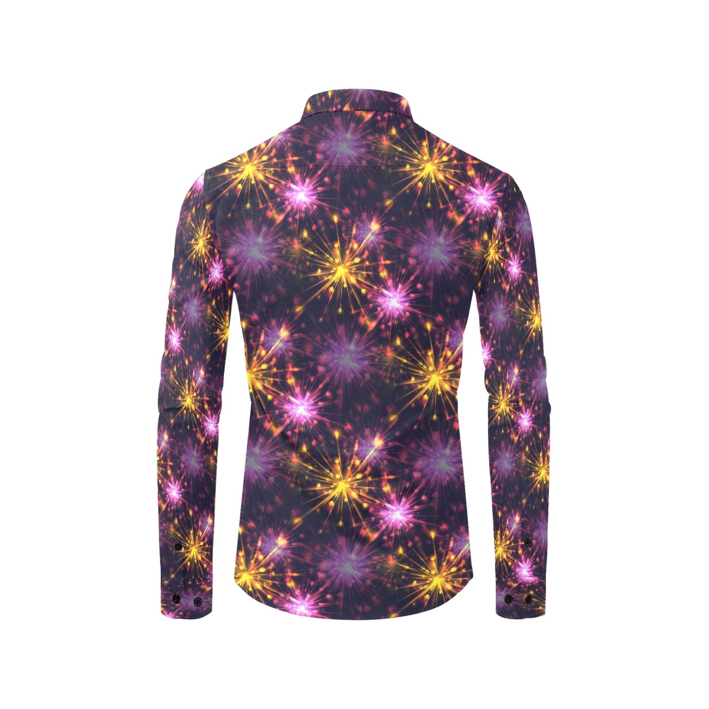 Firework Print Design LKS303 Men's Long Sleeve Dress Shirt