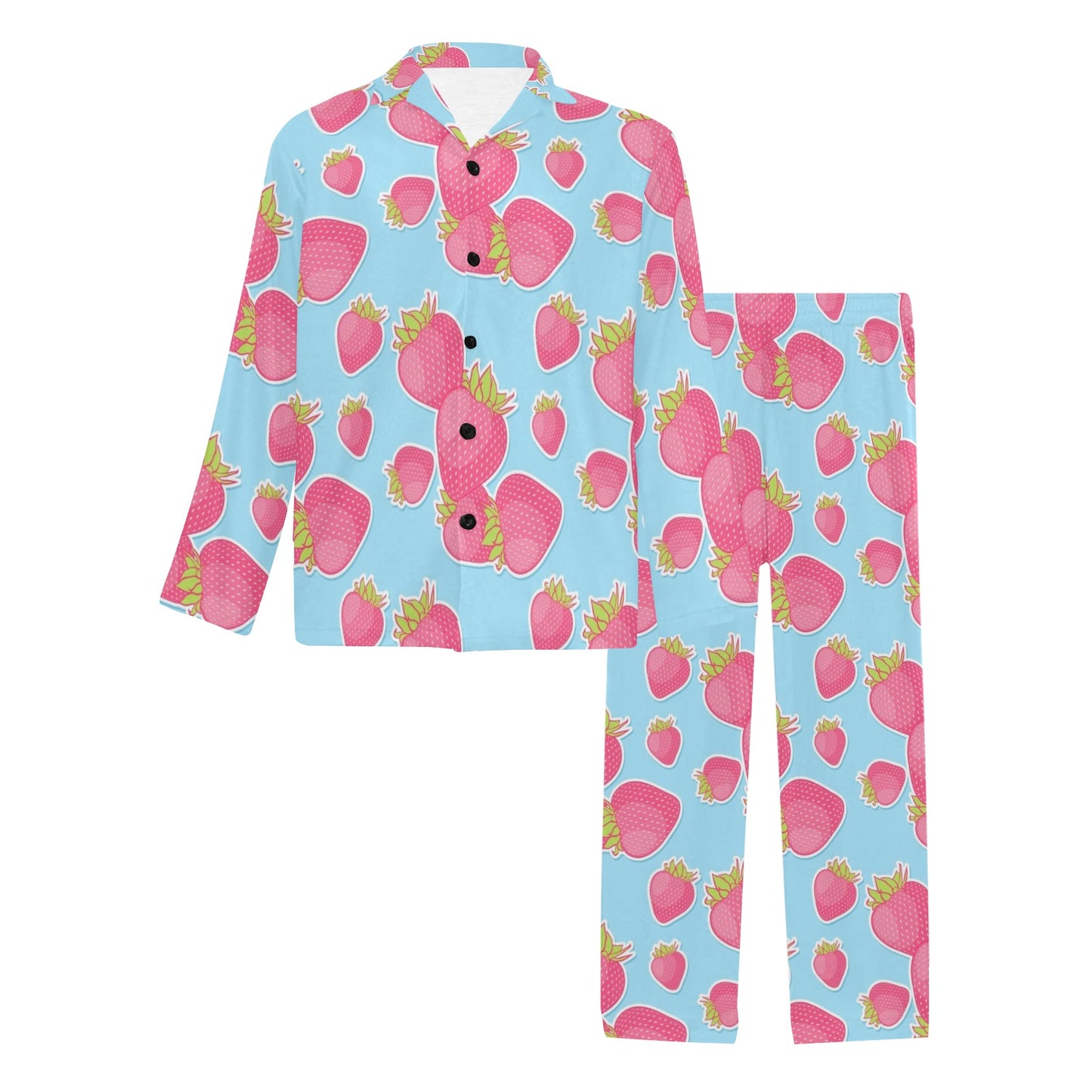 Strawberry Pattern Print Design SB04 Men's Long Pajama Set