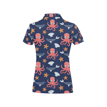 Octopus Pattern Print Design A04 Women's Polo Shirt