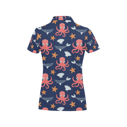 Octopus Pattern Print Design A04 Women's Polo Shirt