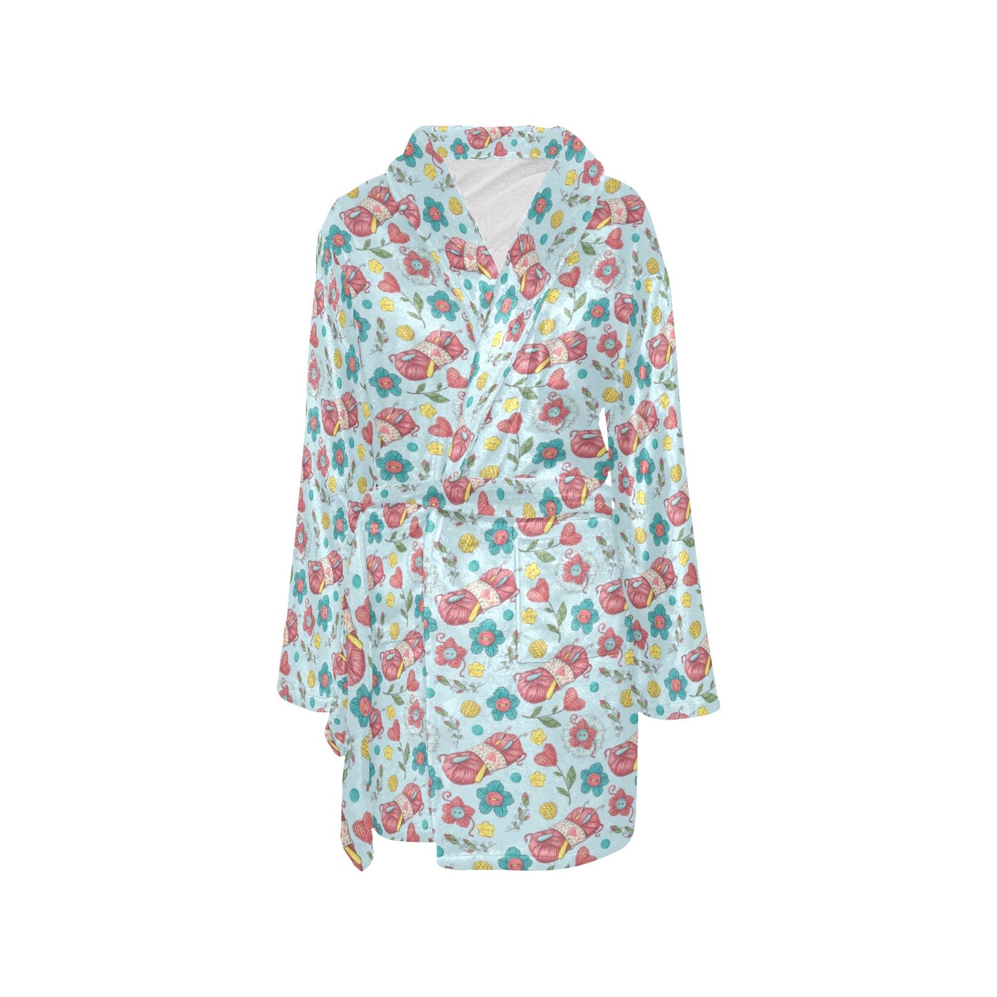 Crochet Pattern Print Design 01 Women's Fleece Robe