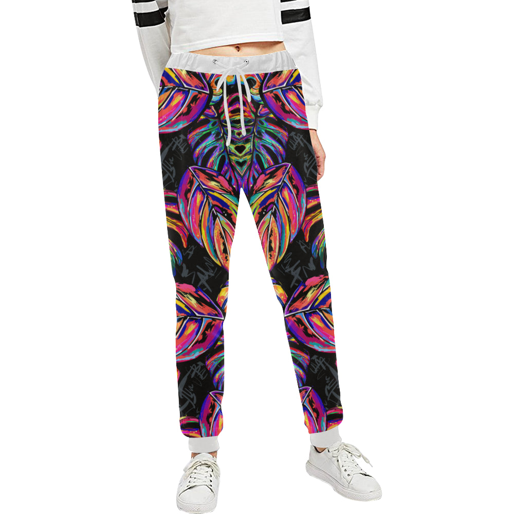 Neon Color Tropical Palm Leaves Unisex Sweatpants