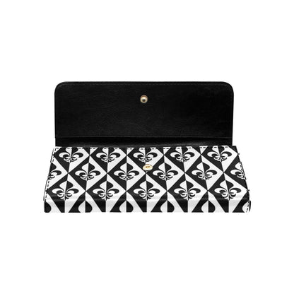 Fleur De Lis Black White Pattern Print Design 02 Women's Trifold Wallet