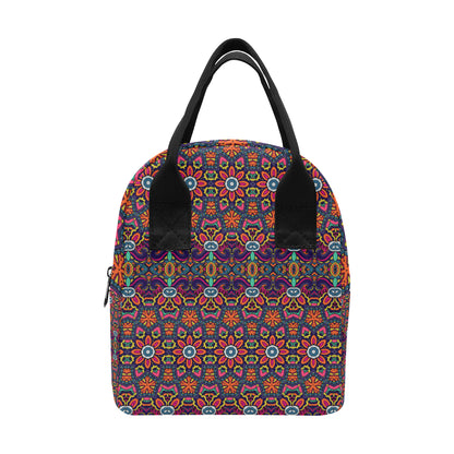 Ethnic Flower Style Print Pattern Insulated Lunch Bag