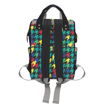 Houndstooth Colorful Pattern Print Design 02 Diaper Bag Backpack