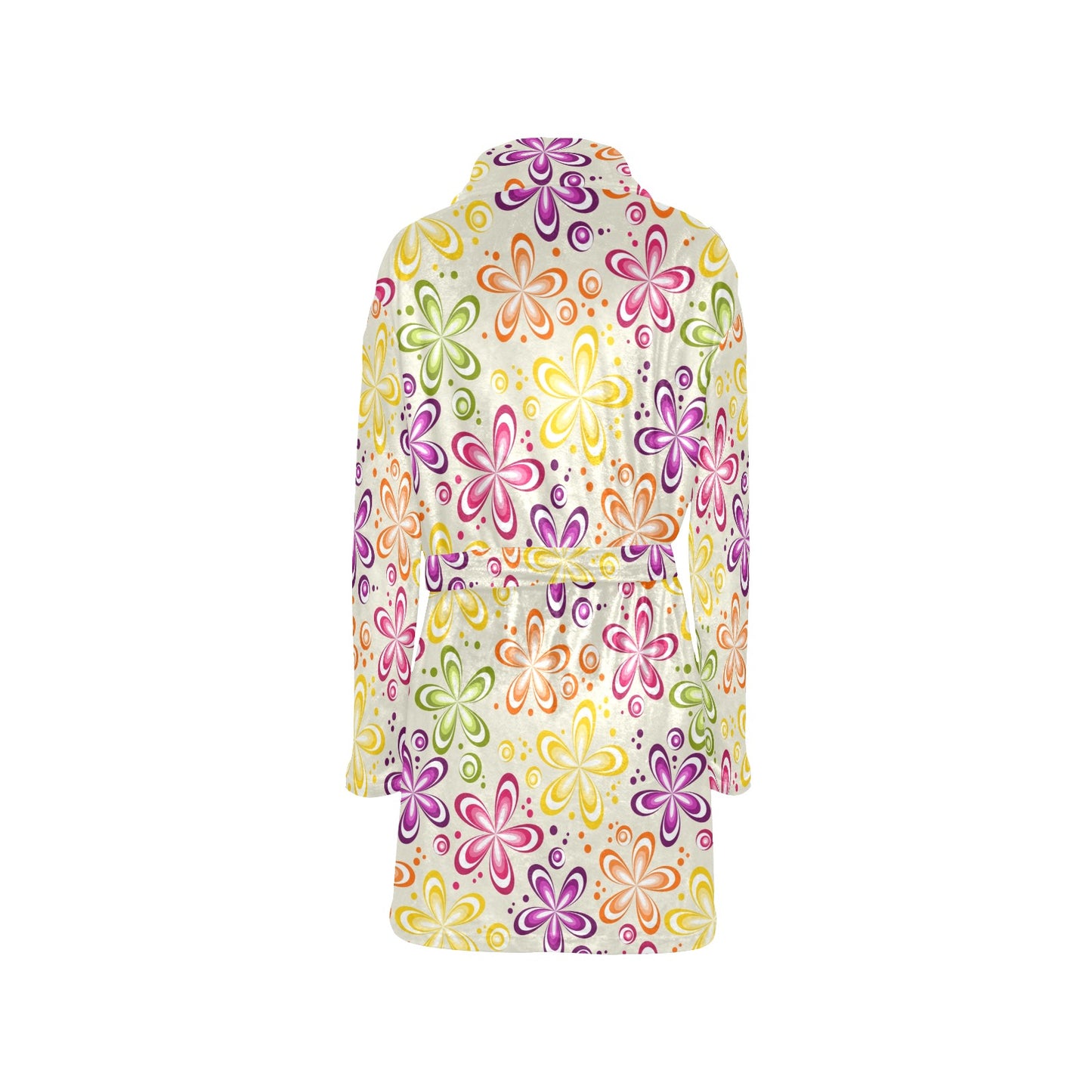 Flower Power Colorful Design Print Women's Fleece Robe
