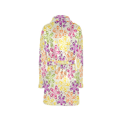 Flower Power Colorful Design Print Women's Fleece Robe