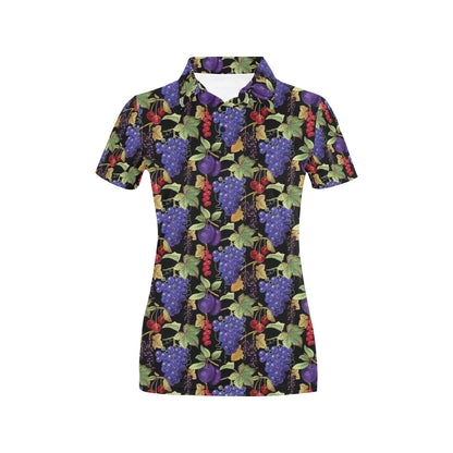Grape Pattern Print Design GP05 Women's Polo Shirt