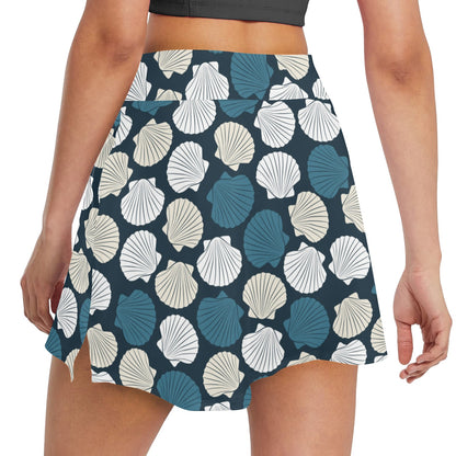 Seashell Print Design LKS3013 17" Golf & Pickleball Skort with Pockets