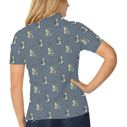 Violin Print Design LKS403 Women's Polo Shirt