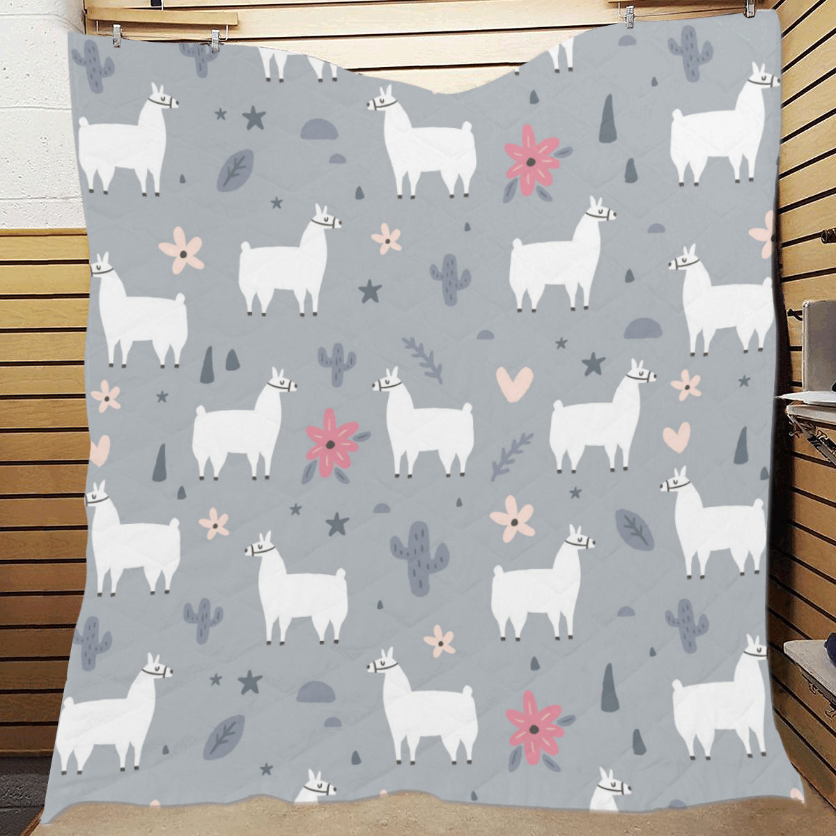 Llama Pattern Print Design 010 Premium Quilt