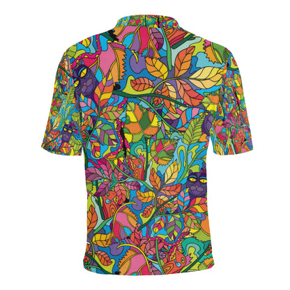 Psychedelic Trippy Flower Print Men Polo Shirt