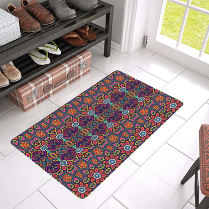 Ethnic Flower Style Print Pattern Rubber Doormat