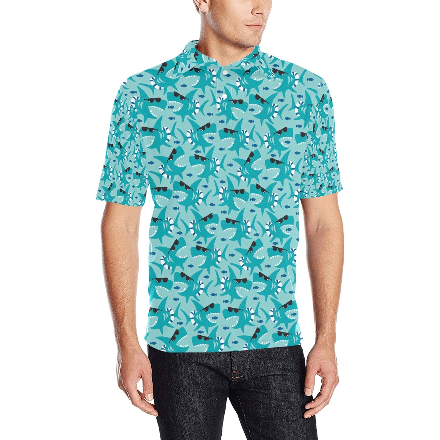 Shark Cute Print Design LKS302 Men Polo Shirt