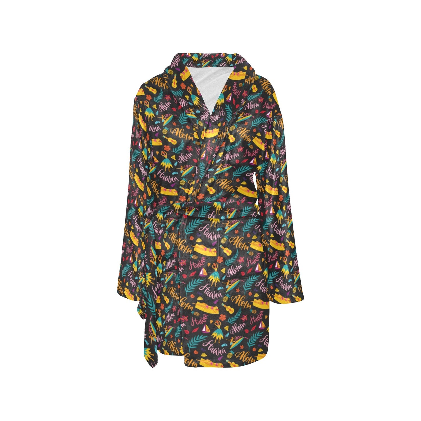 Aloha Hawaii Summer Design Themed Print Women's Fleece Robe