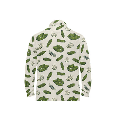 Cucumber Pattern Print Design CC05 Long Sleeve Polo Shirt For Men's