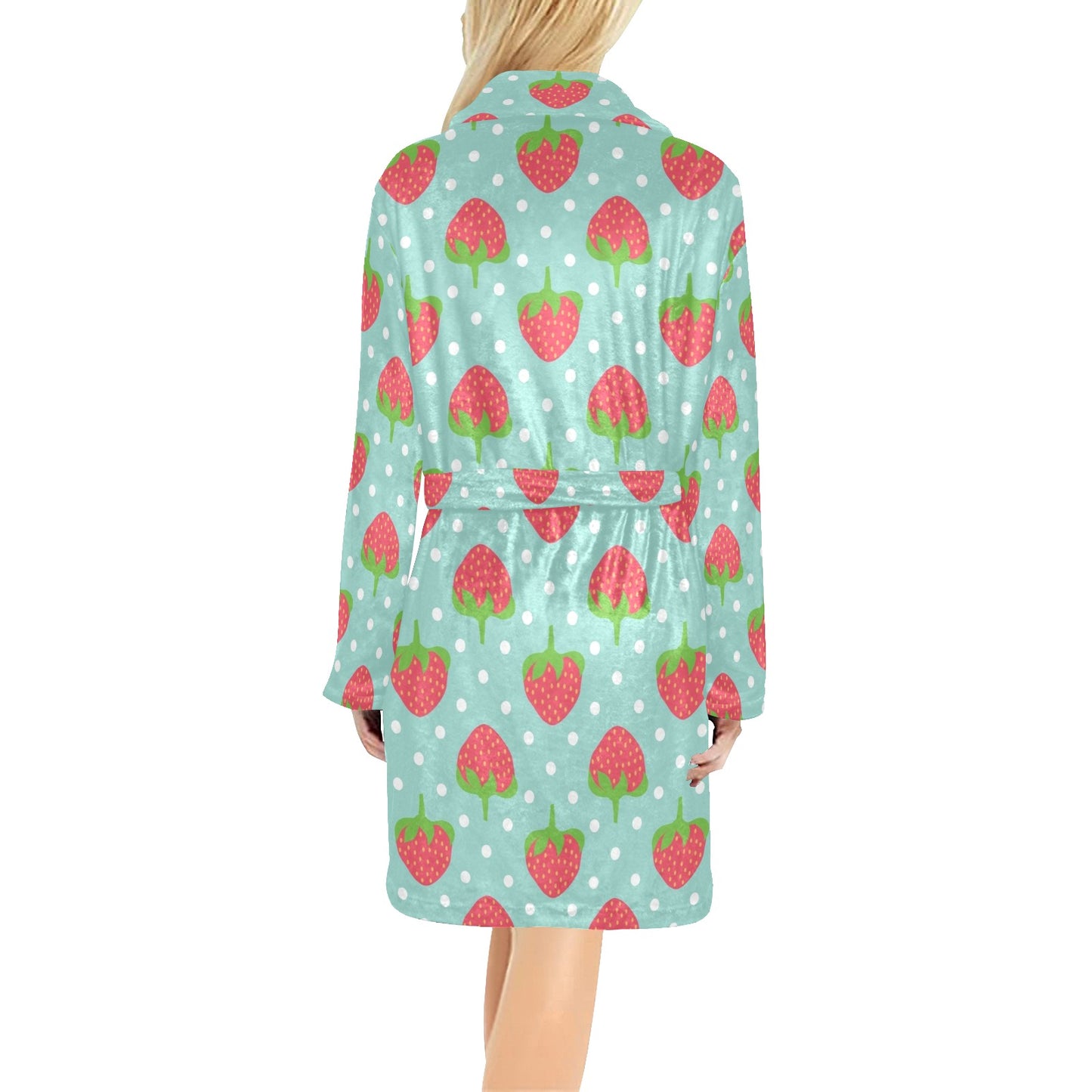 Strawberry Pattern Print Design SB06 Women's Fleece Robe