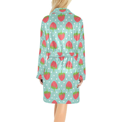 Strawberry Pattern Print Design SB06 Women's Fleece Robe