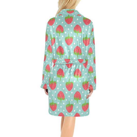 Strawberry Pattern Print Design SB06 Women's Fleece Robe