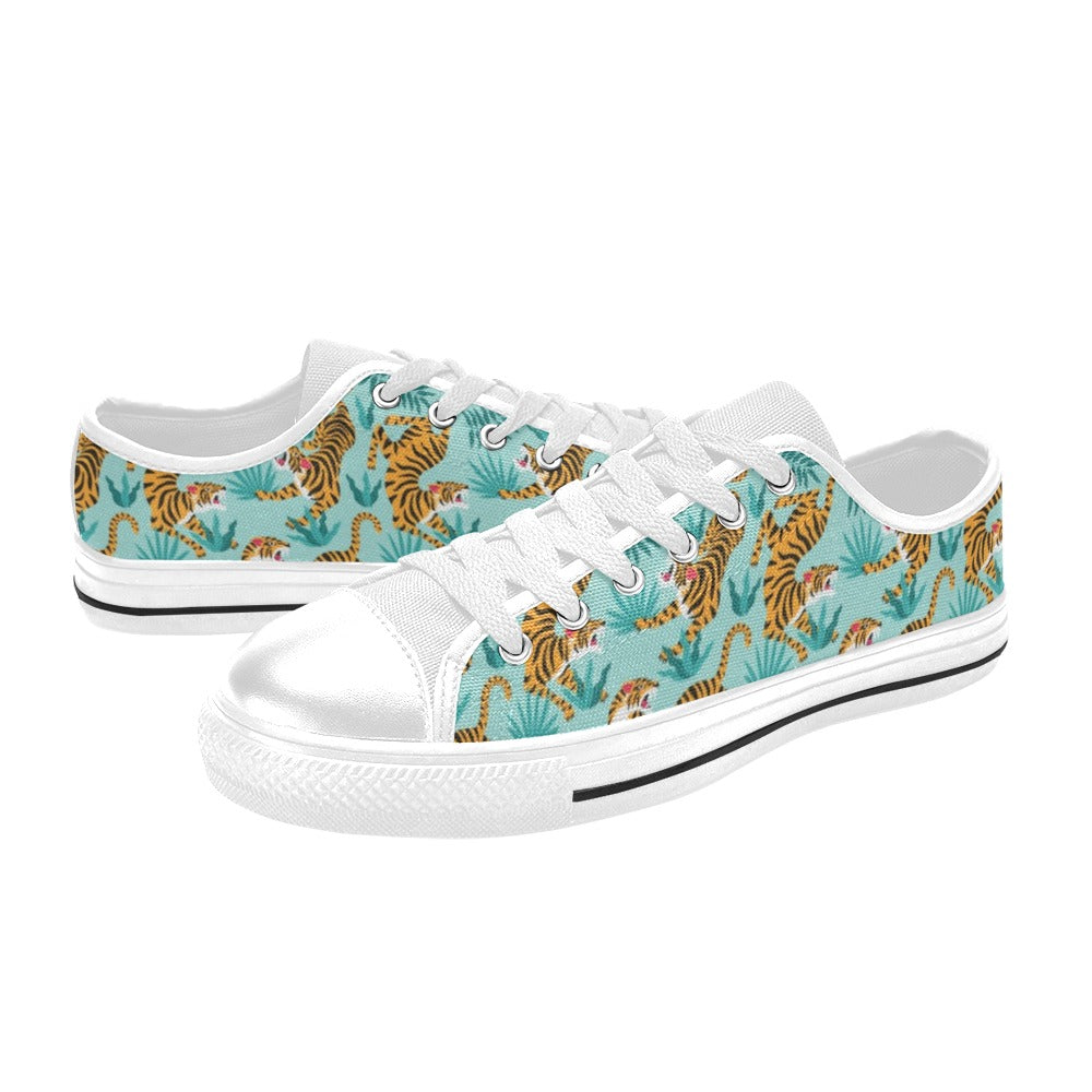 Tiger Print Design LKS304 Women's White Low Top Shoes