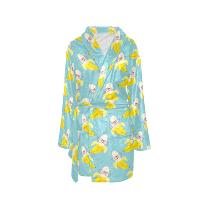 Banana Pattern Print Design BA07 Women's Fleece Robe