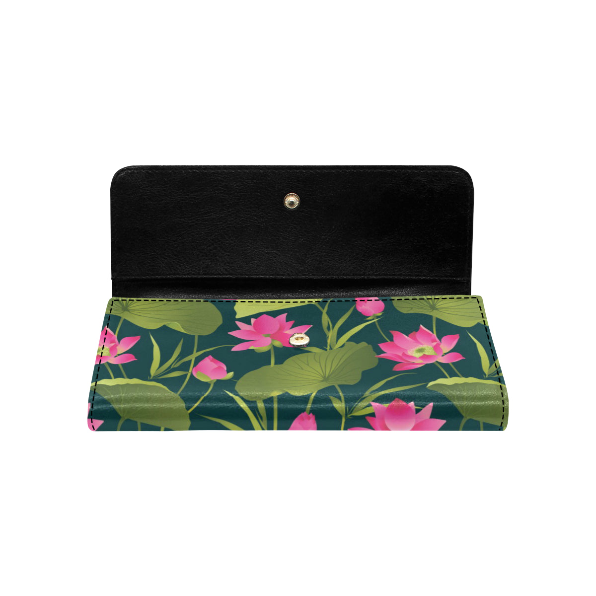 Water Lily Pattern Print Design WL09 Women's Trifold Wallet