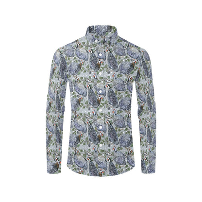 Guinea Fowl Print Design LKS402 Men's Long Sleeve Dress Shirt