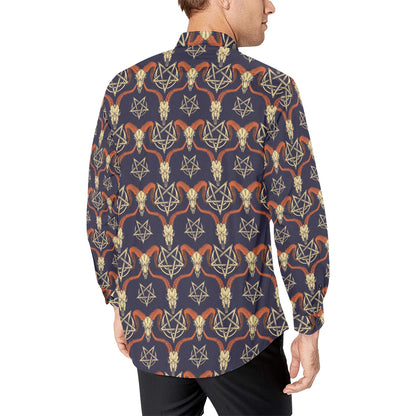 Buffalo Head Print Design LKS403 Men's Long Sleeve Dress Shirt