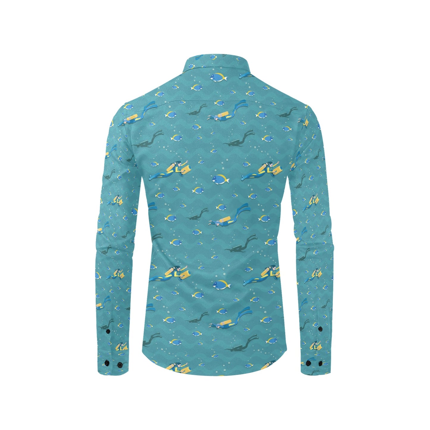 Scuba Driving Pattern Print Design LKS306 Men's Long Sleeve Dress Shirt