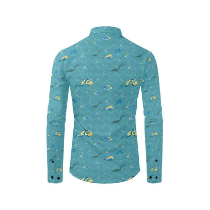 Scuba Driving Pattern Print Design LKS306 Men's Long Sleeve Dress Shirt