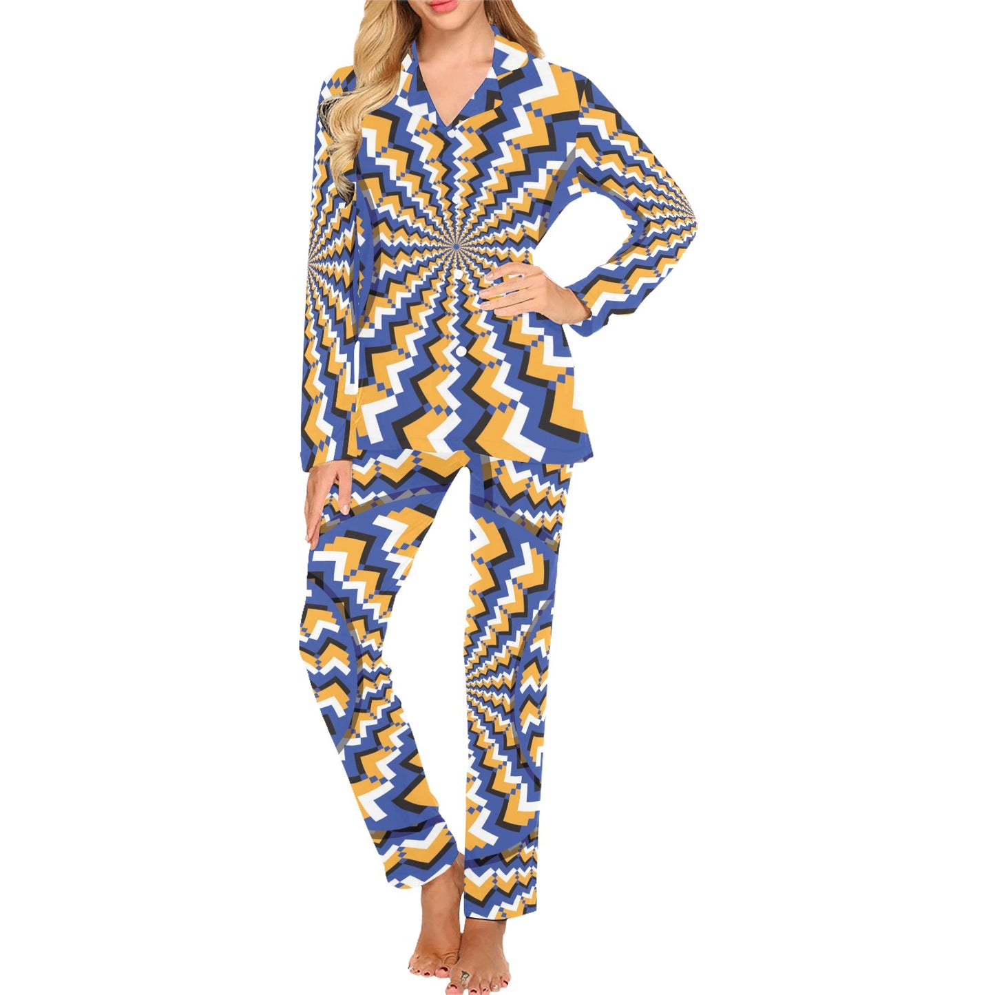 Optical illusion Pattern Print Design A01 Women's Long Pajama Set