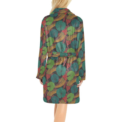 KOI Fish Pattern Print Design 01 Women's Fleece Robe