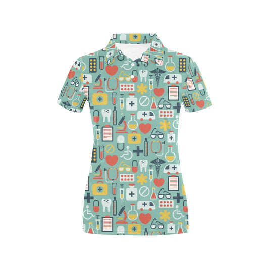 Medical Pattern Print Design 02 Women's Polo Shirt