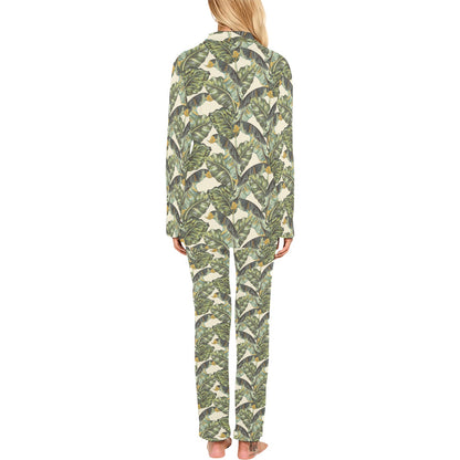 Banana Leaf Pattern Print Design 04 Women's Long Pajama Set