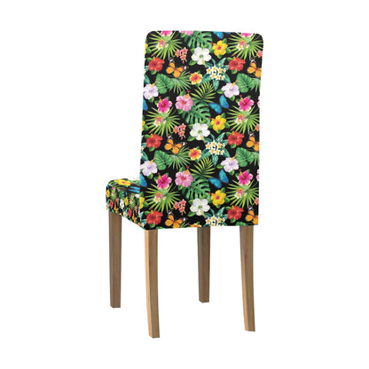 Hibiscus With Butterfly Print Design LKS305 Dining Chair Slipcover