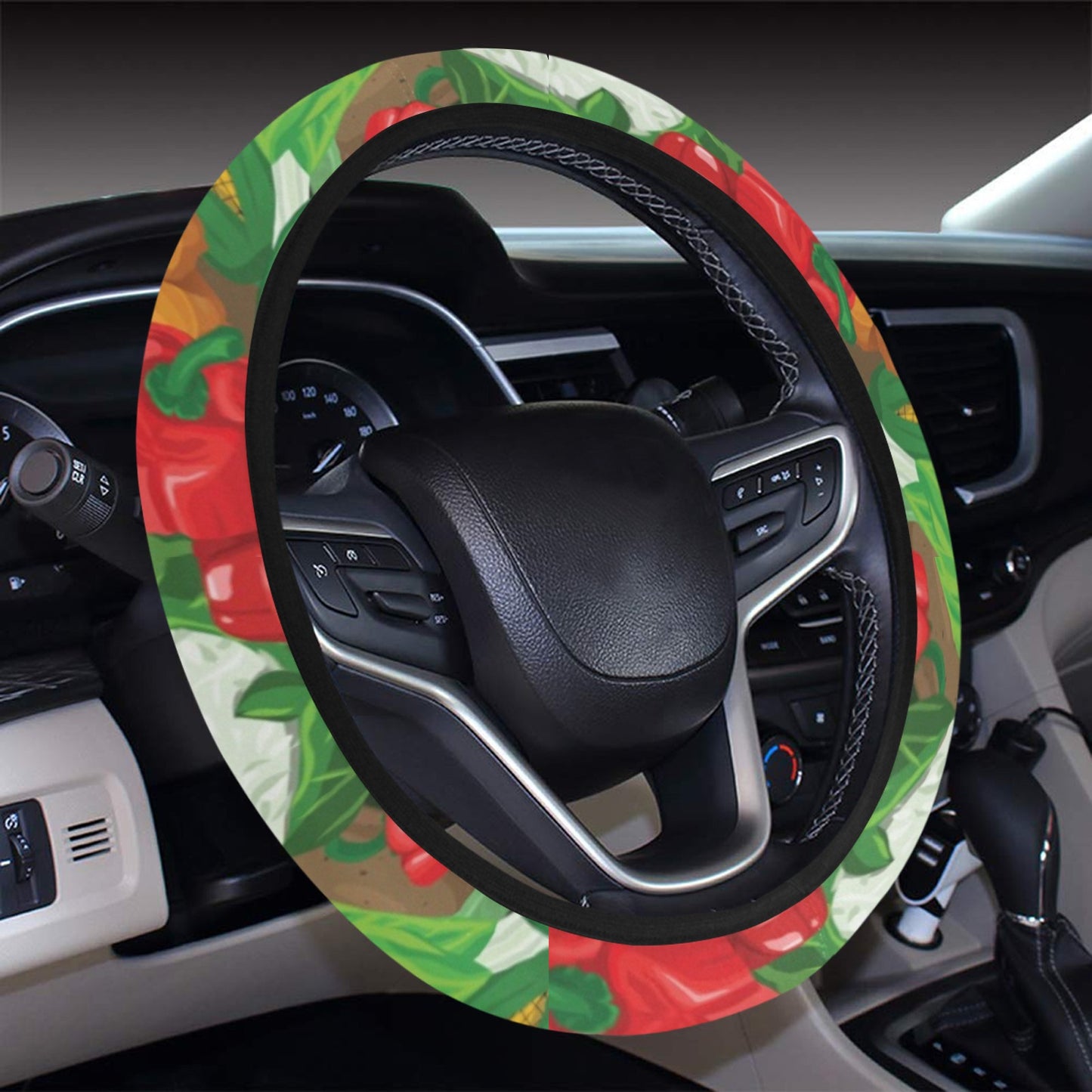 Salad Mix Vegetableprint Design LKS301 Steering Wheel Cover with Elastic Edge