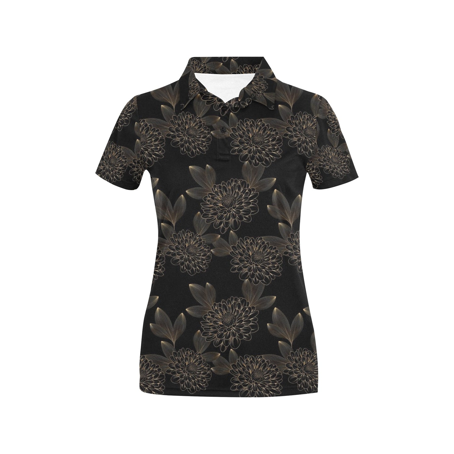 Dahlia Pattern Print Design DH04 Women's Polo Shirt