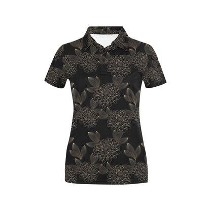 Dahlia Pattern Print Design DH04 Women's Polo Shirt
