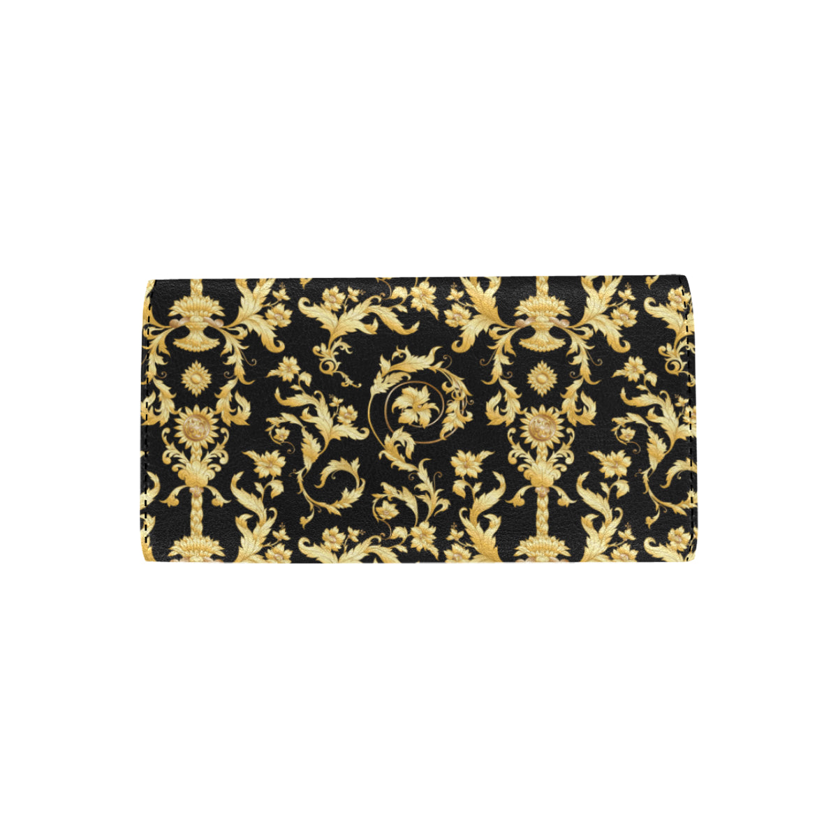 Baroque Golden Pattern Print Design 04 Women's Trifold Wallet