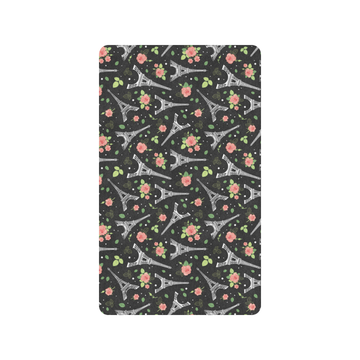 Eiffel Tower Rose Print Rubber Doormat
