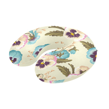 Pansy Pattern Print Design A02 U-Shaped Travel Neck Pillow