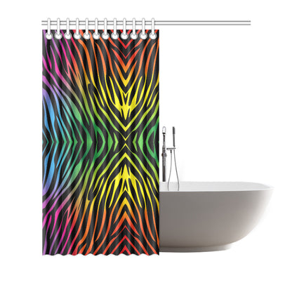 Rainbow Zebra Themed Print Shower Curtain
