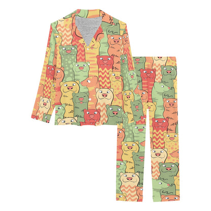 Ferret Pattern Print Design 01 Women's Long Pajama Set