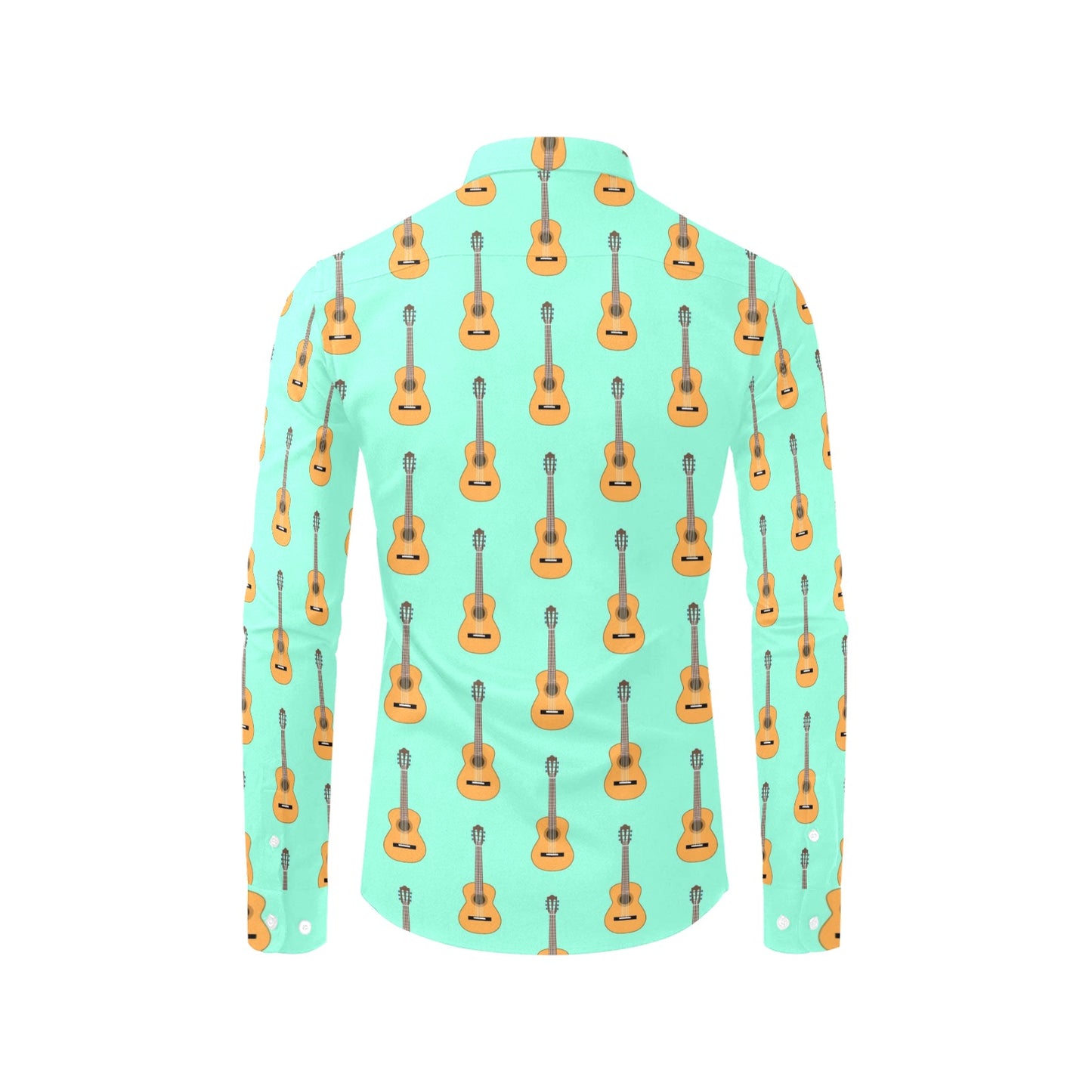 Acoustic Guitar Print Design LKS403 Men's Long Sleeve Dress Shirt