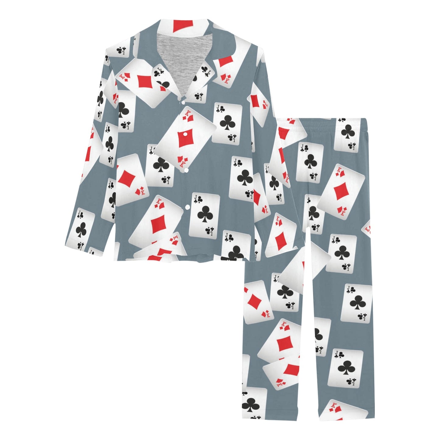 Poker Cards Pattern Print Design A05 Women's Long Pajama Set