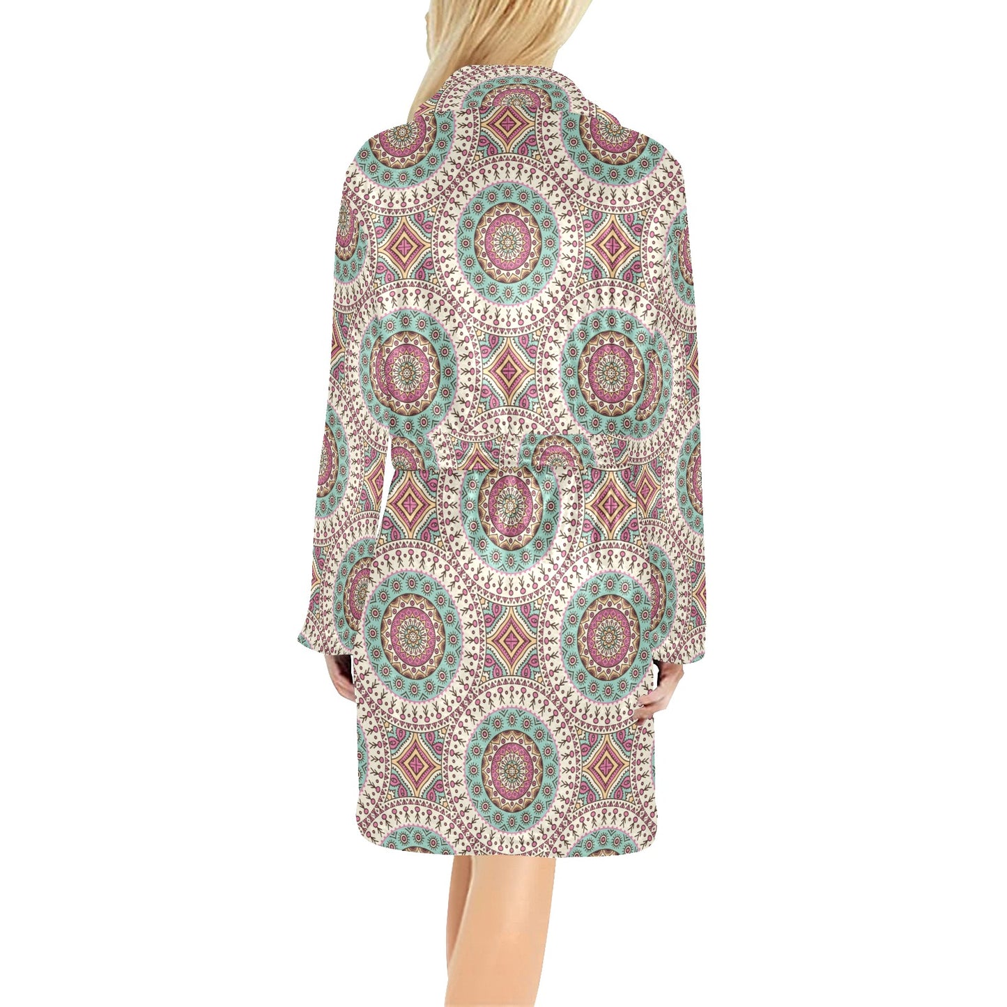 Bohemian Round Style Print Women's Fleece Robe