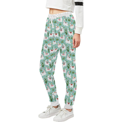 Llama with Cactus Themed Print Unisex Sweatpants