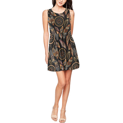 Dream catcher embroidered style Sleeveless Dress