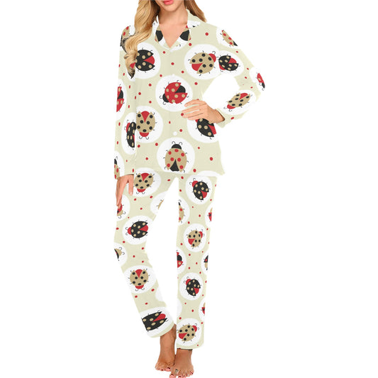 Ladybug Pattern Print Design 03 Women's Long Pajama Set